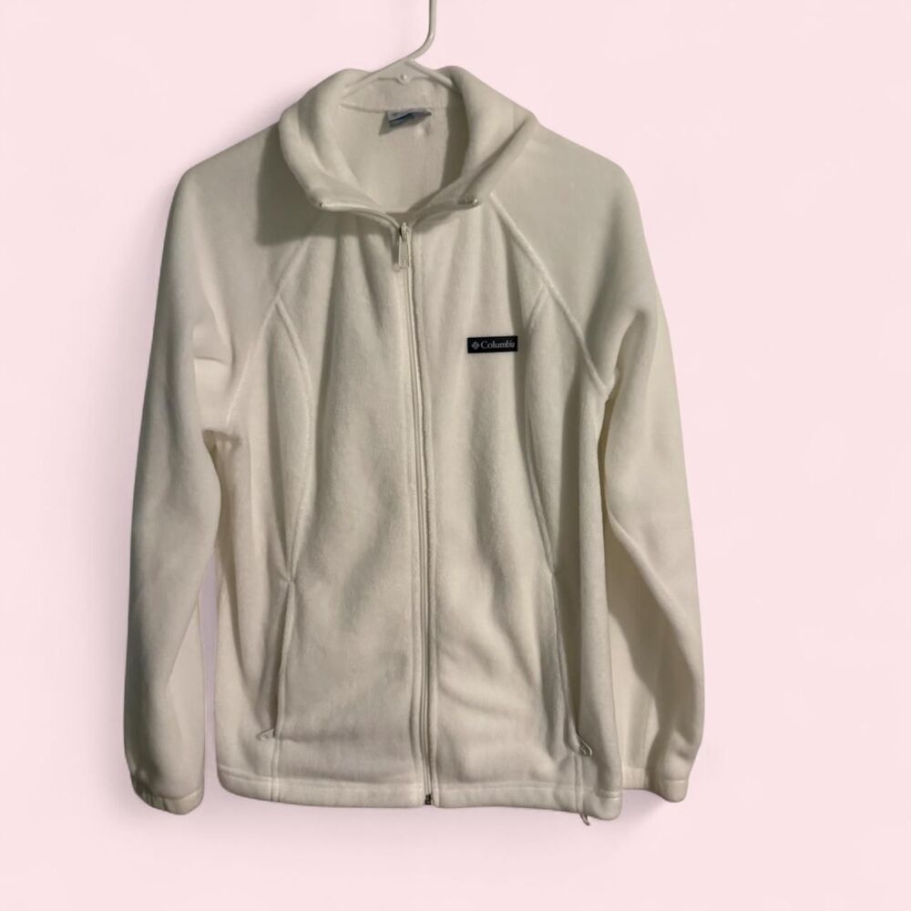Columbia fleece jacket womens L white Benton Springs full zip cozy outerwear